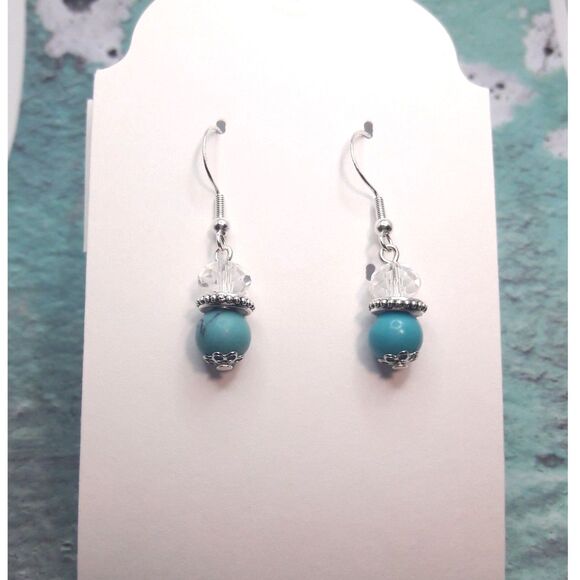 NEW Earrings Howlite gemstone earrings crystal dangle earrings dyed st 342#fs-y - Picture 4 of 5